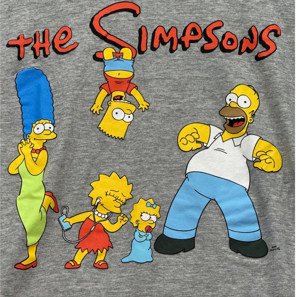 The Simpsons T-Shirt Mens XL Gray Graphic Family Tee Short Sleeve Cotton Blend - Picture 2 of 6
